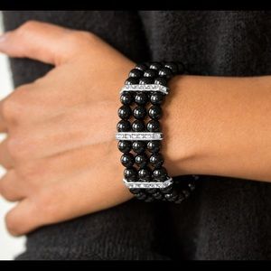 Black pearl rhinestone bracelet PAPARAZZI